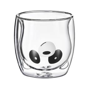 Dvigubo stiklo puodelis Ambition Verre Panda, skaidri sp./balta sp./juoda sp., 0.300 l