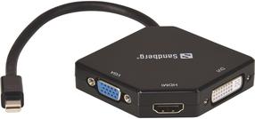 Adapteris Sandberg Mini DisplayPort to HDMI/DVI/VGA Adapter 509-12 Displayport, 0.19 m