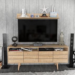 TV staliukas Kalune Design Ola Sapphire, ąžuolo sp., 160 cm x 35 cm x 64.5 cm