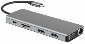 Док-станция и репликатор портов RoGer 12in1 Lite, серый цв.