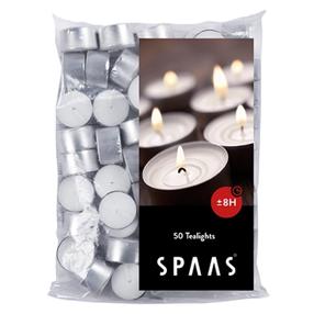Küünal, teeküünal Spaas, 8 h, 50 tk, valge v.