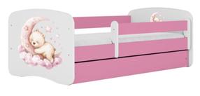 Vaikiška lova Kocot Kids Dream, balta sp./rožinė sp., 70 x 140 cm, be patalynės dėžės, su čiužiniu