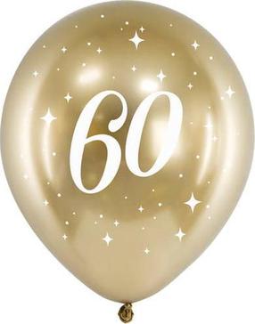 Balionų rinkinys ovalūs/skaičius PartyDeco Glossy 60, aukso sp., 6 vnt.