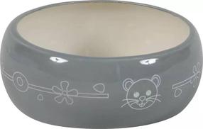 Grauzēju bļoda Zolux Ceramic Bowl, 13 cm x 13 cm x 4.7 cm, 0.25 l, pelēka krās.