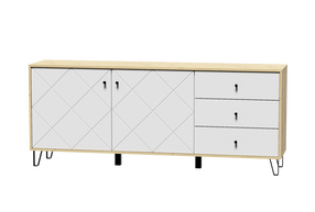 Komoda Bilbao, balta sp./rusva sp., 75.2 cm x 183.4 cm x 40 cm