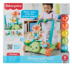 Bērnu stumjamā rotaļlieta - staiguļi Fisher Price Moves With You Turtle, 43 cm, zaļa krās.