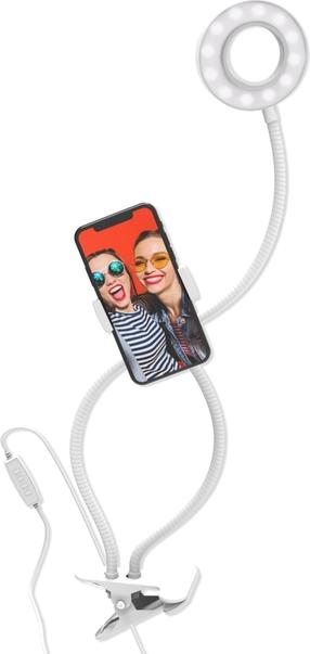 Gredzenu lampa ar telefona turētāju Digipower Vlogging Kit For You 3", melna krās.