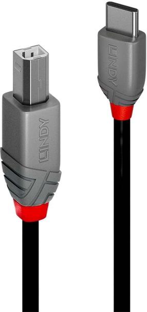 Kabelis Lindy USB-C - USB-B 36940 USB-C, USB-B, 0.5 m, melna krās.