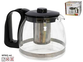 Teekann koos kurnaga Kitchen&GO, 1.25 l, läbipaistev v./must v.