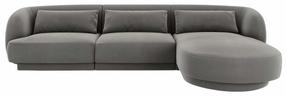 Kampinė sofa Cosmopolitan Design Tulum Velvet Bluvel 13, šviesiai pilka sp., dešininė, 156 x 255 cm x 70 cm