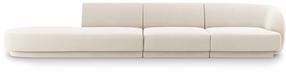 Sofa Micadoni Home Miley Velvet, kreminė sp./smėlio sp., kairinė, 302 x 85 cm x 74 cm