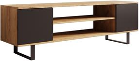 TV staliukas ADRK Lofter Herringbone, ąžuolo sp./juoda sp., 155 cm x 40 cm x 49 cm