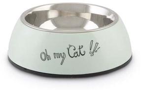 Bļoda dzīvniekam Beeztees Oh My Cat, 0.16 l, 14 cm x 14 cm x 4.5 cm, zaļa krās.
