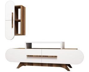 Svetainės baldų komplektas Kalune Design Rose S, vidaus, balta sp./riešuto sp.