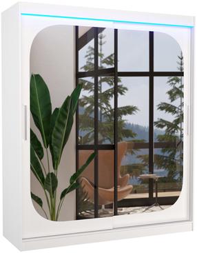 Skapis ADRK Arizona LED, balts krās., 58 cm x 180 cm x 215 cm, ar spoguli