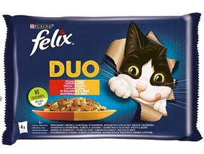 Mitrā kaķu barība Felix Fantastic Duo, liellopa gaļa/mājputnu gaļa, 0.085 kg x 4 gab.