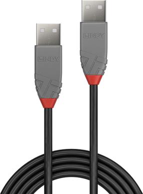 Laidas Lindy Anthra Line USB 2.0 A male, USB 2.0 A male, 5 m, juoda sp.