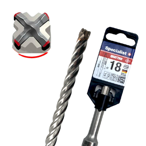 Puur Specialist+ Quattro, betoon/graniit/kivi, keermega, sds plus, 18 mm x 45 cm