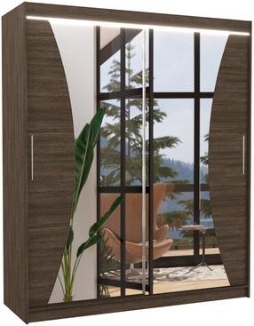 Riidekapp ADRK Charlotte LED, šokolaad v., 58 cm x 180 cm x 215 cm, peegliga
