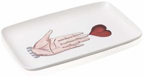 Serviravimo lėkštė Hermia LUV0012, 33 cm x 21 cm x 3 cm, balta sp./raudona sp., keramika