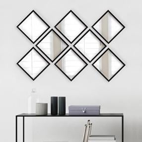 Зеркало Wallity Anya 037, приклеиваемый, 24 см x 24 см, серебристый цв./черный цв.