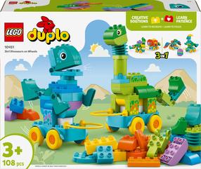 Konstruktors LEGO® DUPLO® “Trīs vienā” Dinozauri uz riteņiem 10451, 108 gab.