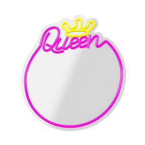 Spogulis Forever Light Queen Neon LED FMNE04, ar gaismu, stiprināms, 36 cm x 32 cm, dzeltena krās./rozā krās.