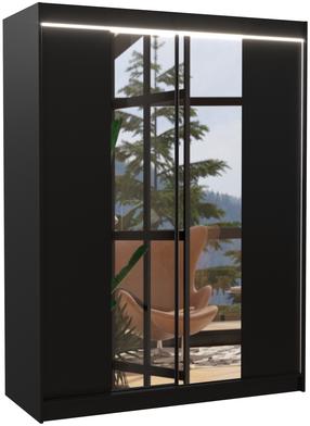 Spinta ADRK Fever LED, juoda sp., 58 cm x 150 cm x 200 cm, su veidrodžiu