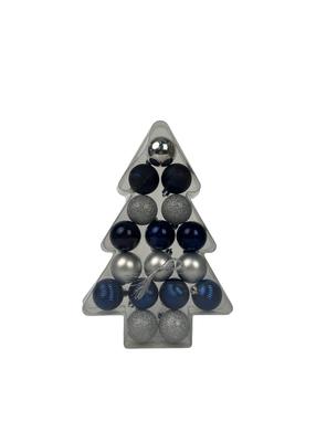 Eglutės žaisliukų rinkinys Christmas Touch, mėlyna sp./sidabro sp., 5 cm, plastikas, 17 vnt.