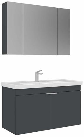 Vonios kambario baldų komplektas Kalune Design Desna, matinė antracito sp., 45 cm x 100 cm x 58 cm