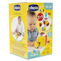 Magiškas kubas Chicco 2 In 1 Bricks, 12 cm, balta sp./raudona sp./geltona sp., 17 vnt.