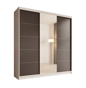 Spinta ADRK Sonic, balta sp./juoda sp., 200 cm x 58 cm x 215 cm, su veidrodžiu