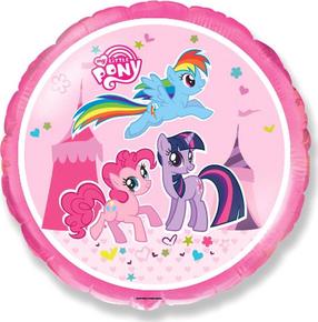 Folijas balons apaļš Flexmetal My Little Pony, zila krās./rozā krās./violeta krās.