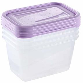 Maisto dėžučių rinkinys Keeeper Fredo Fresh, 0.75 l, 15 cm x 10.5 cm, skaidri sp./violetinė sp., 4 vnt.