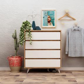 Komoda Kalune Design Suvera 811MDD3408, ąžuolo sp./balta sp., 86 cm x 70 cm x 40 cm