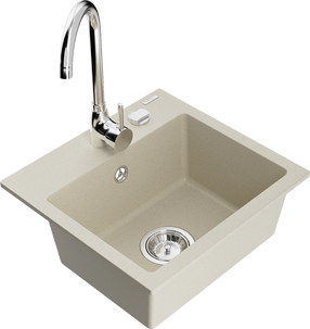 Кухонная мойка Mexen Milo 6505-69-670200-00, гранит, 43.5 см x 41 см x 17.1 см, хромовый цв./бежевый цв.