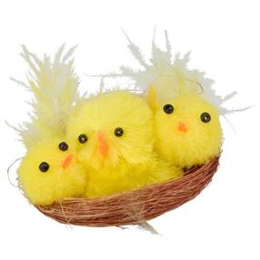 Dekoratīvais kompozīcijas rīks Easter Nest With Chicken, dzeltena krās., 4 gab.