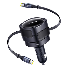 Автомобильное зарядное устройство Baseus Enjoyment Max, 2 x USB Type C, 80 см, черный цв., 60 Вт