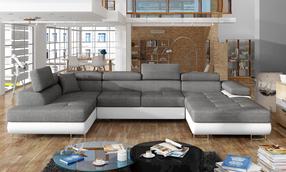 Kampinė sofa Rodrigo Sawana 05, Soft 17, balta sp./tamsiai pilka sp., kairinė, 202 x 345 cm x 90 cm