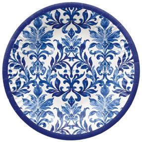 Vienkartinės lėkštės Paw Decor Collection Indigo Weave, Ø 18 cm, 8 vnt.
