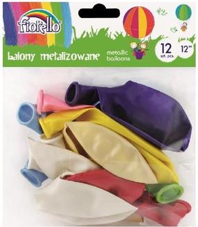 Balonu komplekti ovāls Fiorello Metallic 12'', daudzkrāsaina, 12 gab.