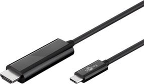 Vads Goobay HDMI A male, USB Type-C male, 1.8 m, melna krās.
