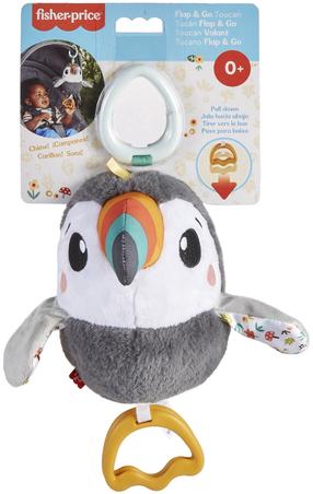 Žaislas vežimėliui Mattel Fisher Price Flap & Go Toucan, balta sp./pilka sp.