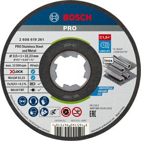 Griešanas disks leņķa slīpmašīnām Bosch X-Lock, 115 mm x 1 mm x 22.23 mm, 10 gab.