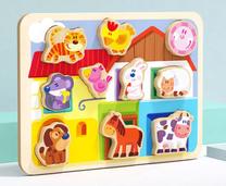 Dėlionė Wooden Board Animals, įvairių spalvų, 10 vnt.