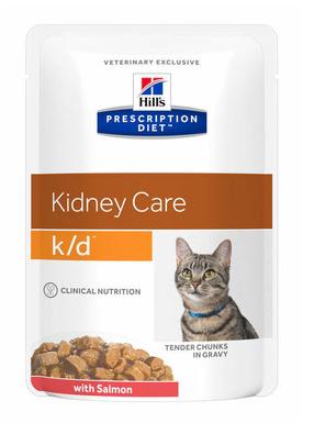 Šlapias kačių maistas Hill's Prescription Diet Kidney Care with Salmon K/D, vištiena, 0.085 kg x 12 vnt.