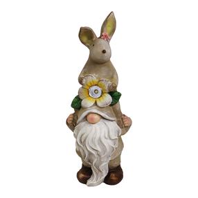 Pastatomas šviestuvas su saulės baterija Besk Dwarf With A Bunny, IP44, smėlio sp.