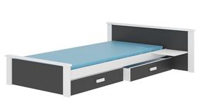 Bērnu gulta ADRK Aldex Shelf, balta krās./pelēka krās./grafīta krās., 80 x 160 cm, ar nodalījumu gultas veļai, ar matraci
