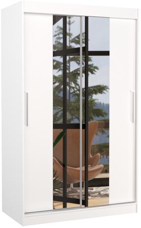 Spinta ADRK Santos, balta sp., 58 cm x 120 cm x 200 cm, su veidrodžiu