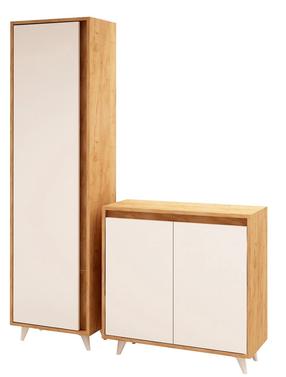 Batų spintelė Kalune Design Omninde, ąžuolo sp./balta sp., 35 cm x 80 cm x 100 cm